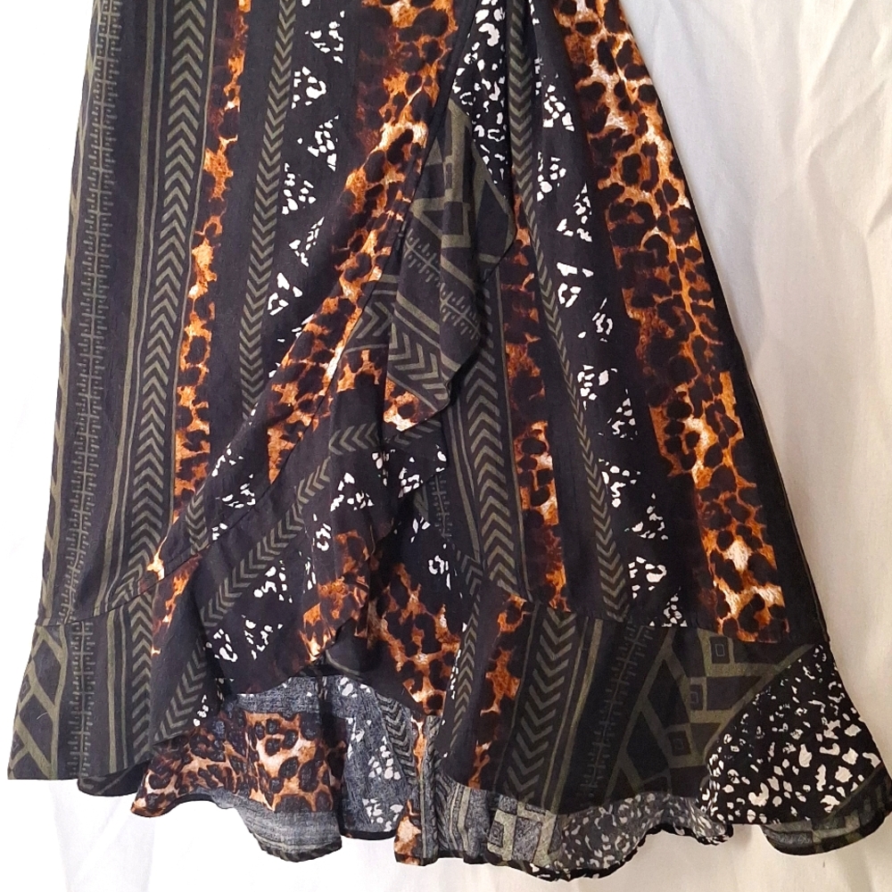 3/$20--Animal Print Cotton Wrap Dress With Ruffles, Sz 4, NWOT - Picture 8 of 14